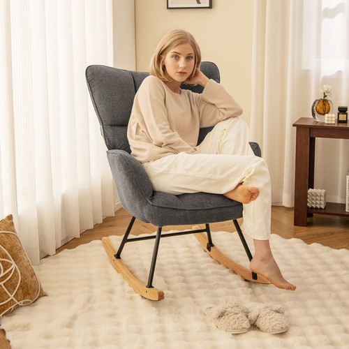 Linen rocking accent chair - rocking,